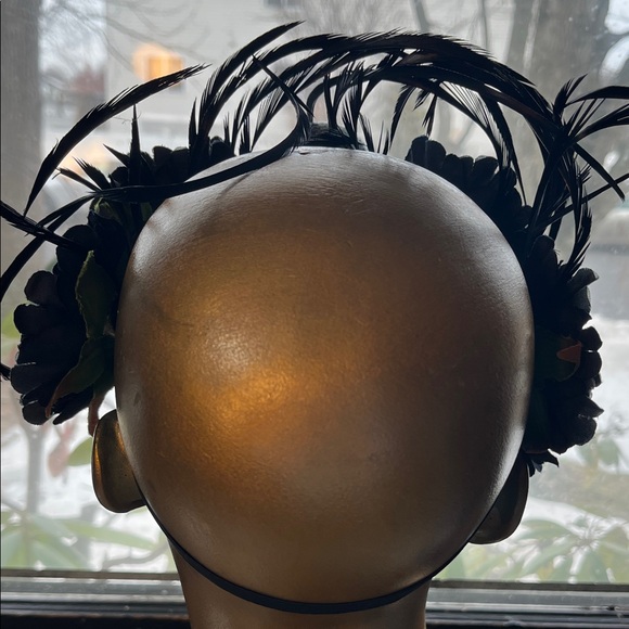 Gothic Black Skull and Feather Headband - Picture 2 of 4
